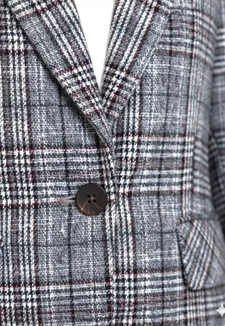 Woolen Plaid Blazer Jacket