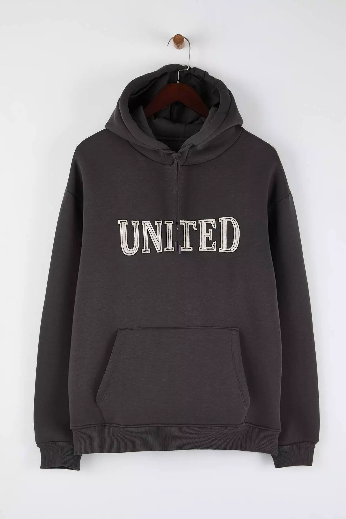 Anthracite Oversize/ Wide Cut Applique Embroidered Sweatshirt Tmnaw26Sw00056