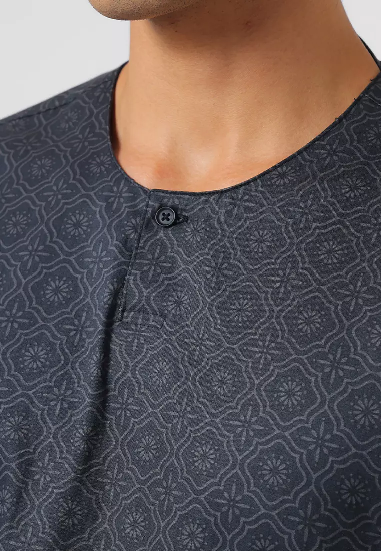 Kemeja Koko Pria Lengan Pendek UTSMAN BLACK Baju Muslim Pria