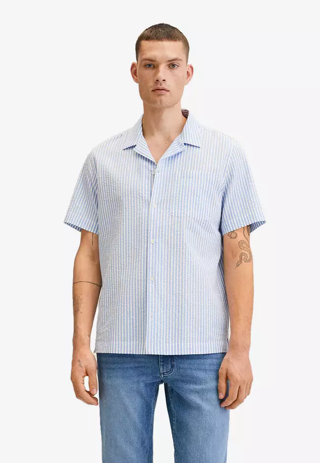 Men's Classic Fit Striped Seersucker Shirt