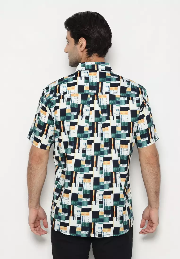 POLICE Kemeja Printing Cotton Tencel Regular Fit Pria