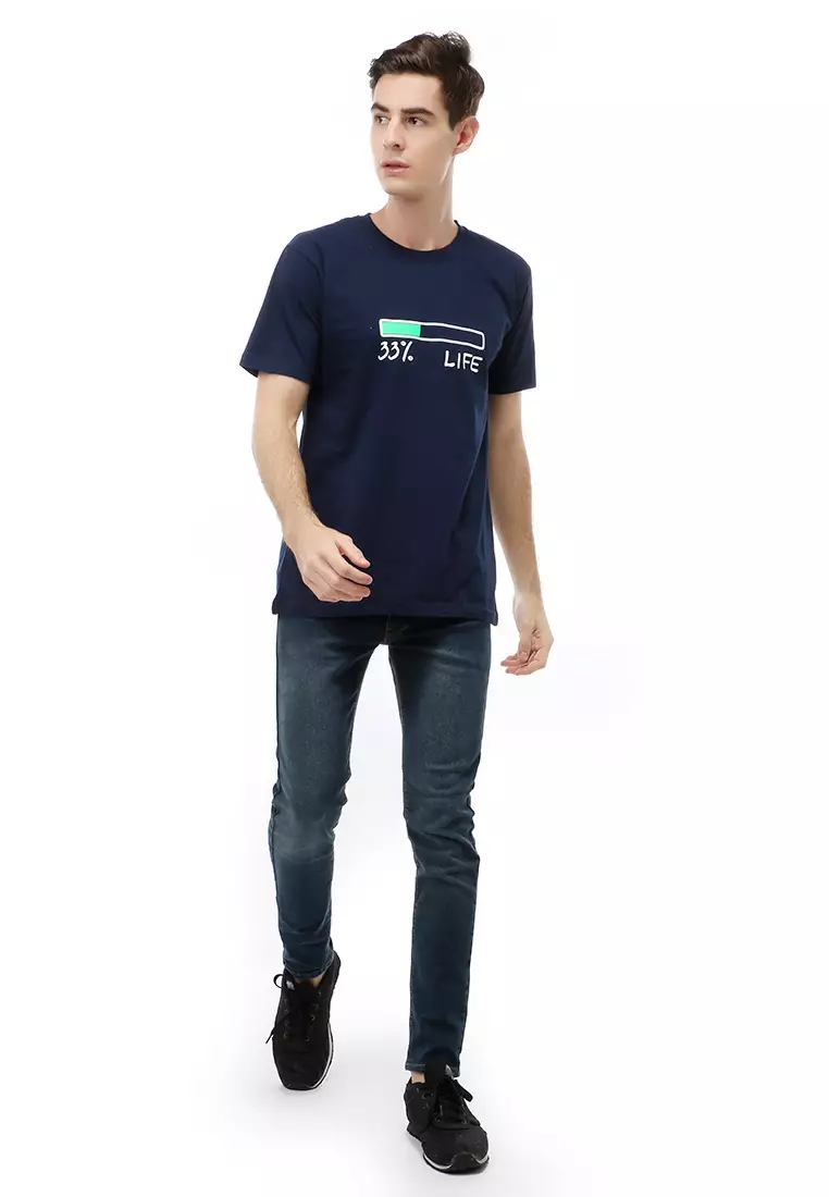 Jack T-Shirt Atasan Kasual Kaos Pria Life Lengan Pendek Material Cotton ORIGINAL - Navy