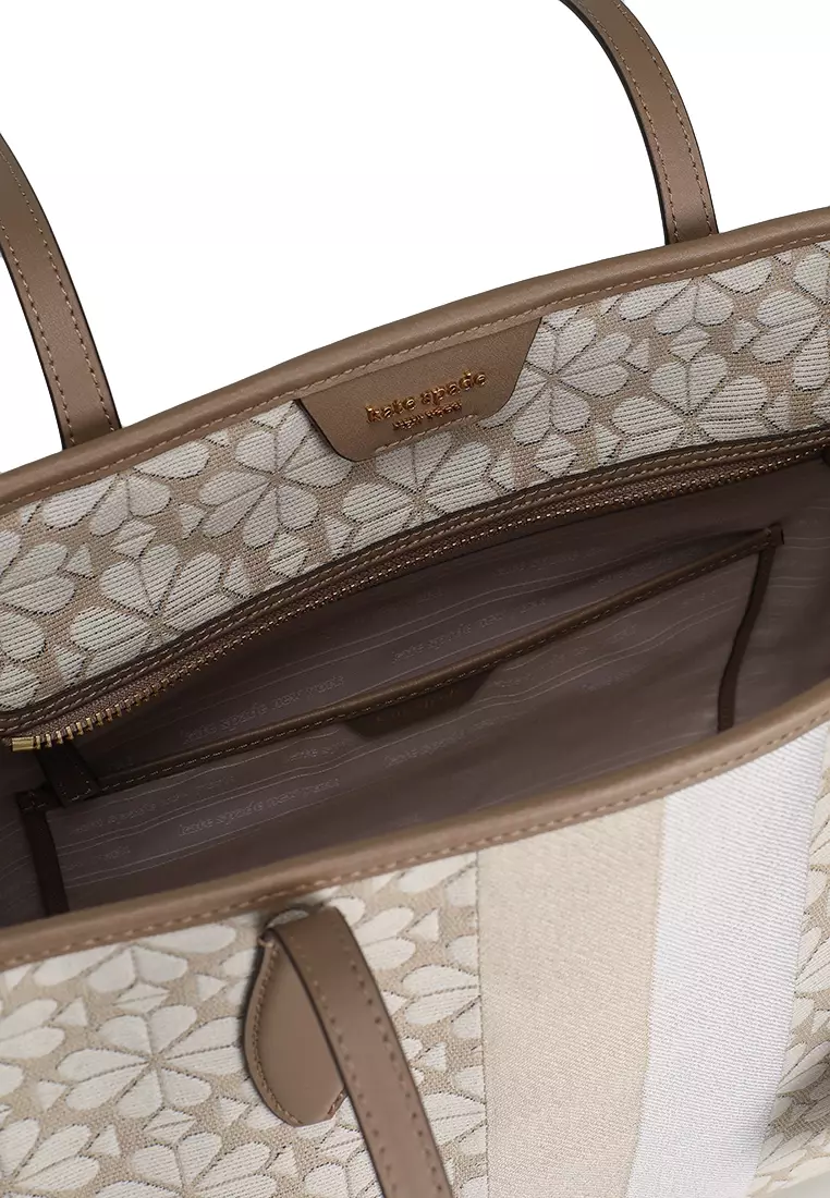 Spade Flower Jacquard Stripe Market Medium Tote Bag (cv)