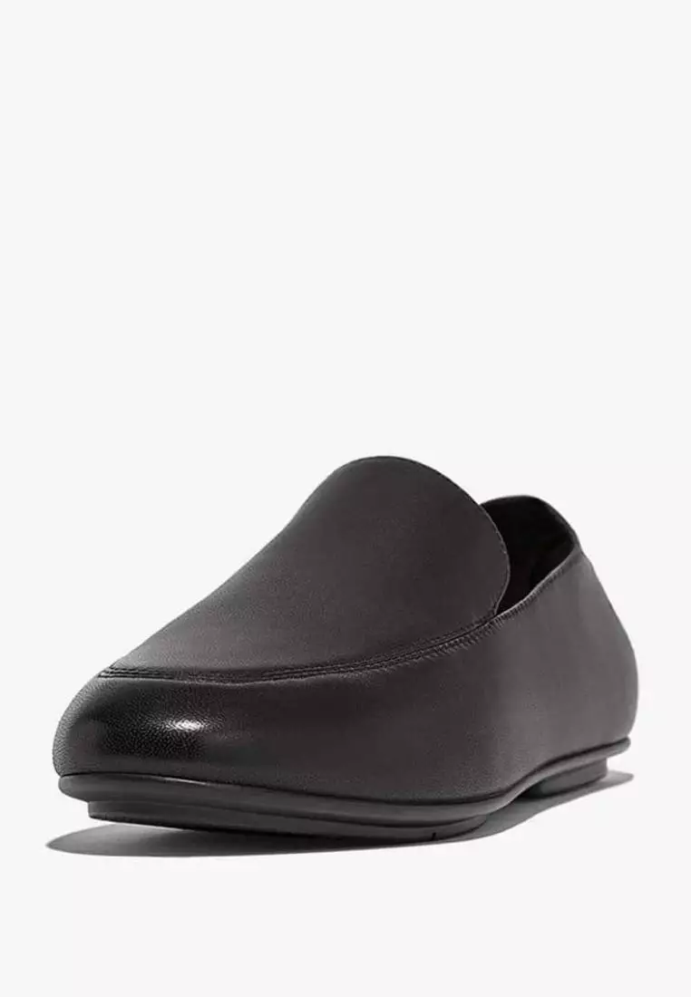 Discount on Fitflop  shoes - SKU: Fitflop Allegro Crush-Back Leather Loafers Gk6-090 All Black