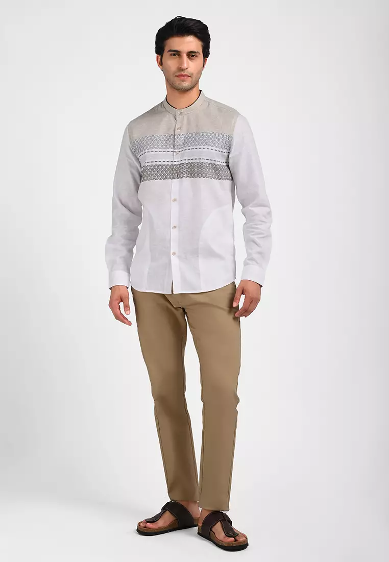 MOC Kemeja Koko Lengan Panjang Pria AYUB-WHITE