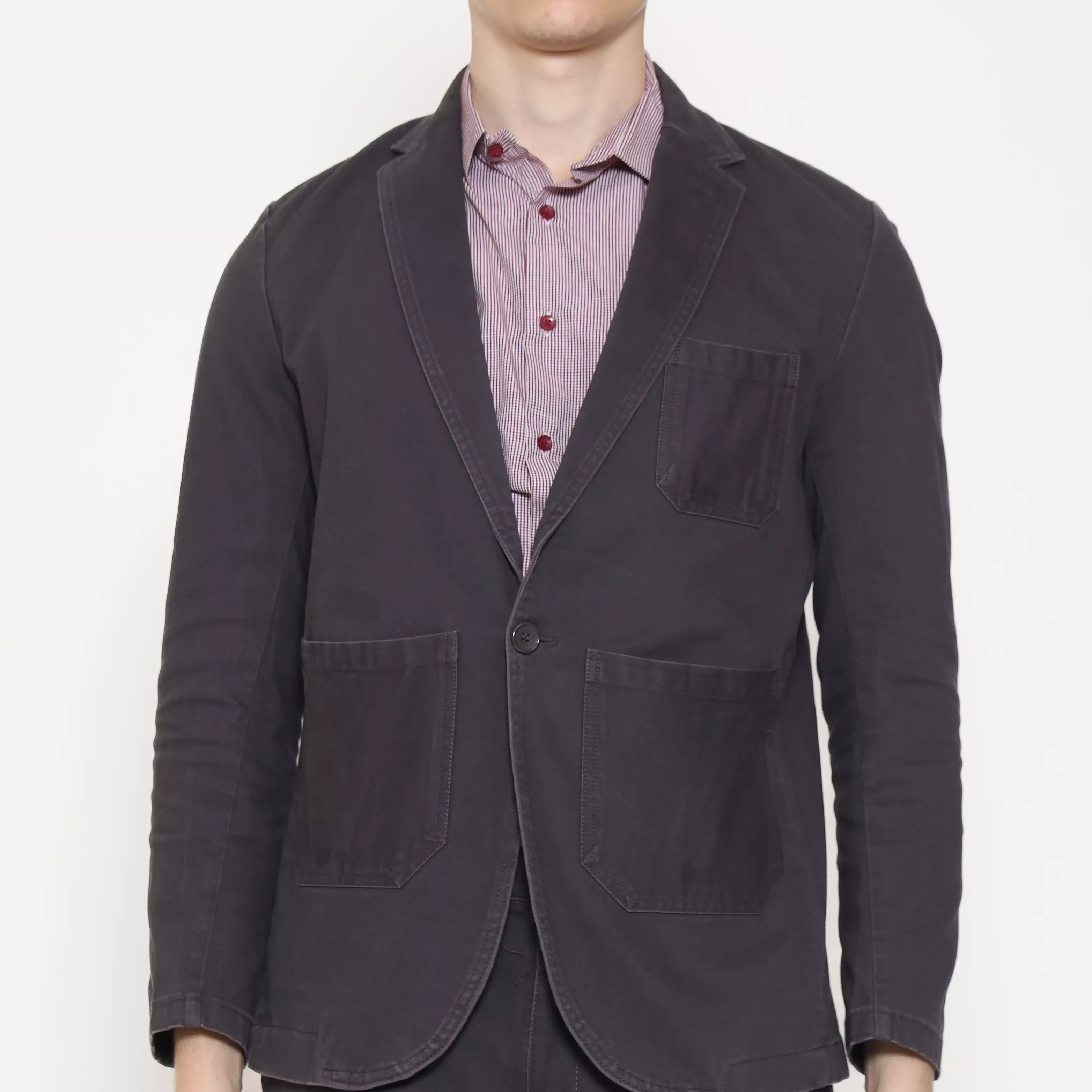 Schoeller Blazer Pria Casual – Kancing 1 | Warna Dark Grey | S.1-BCSG1-G101-CTS-S1