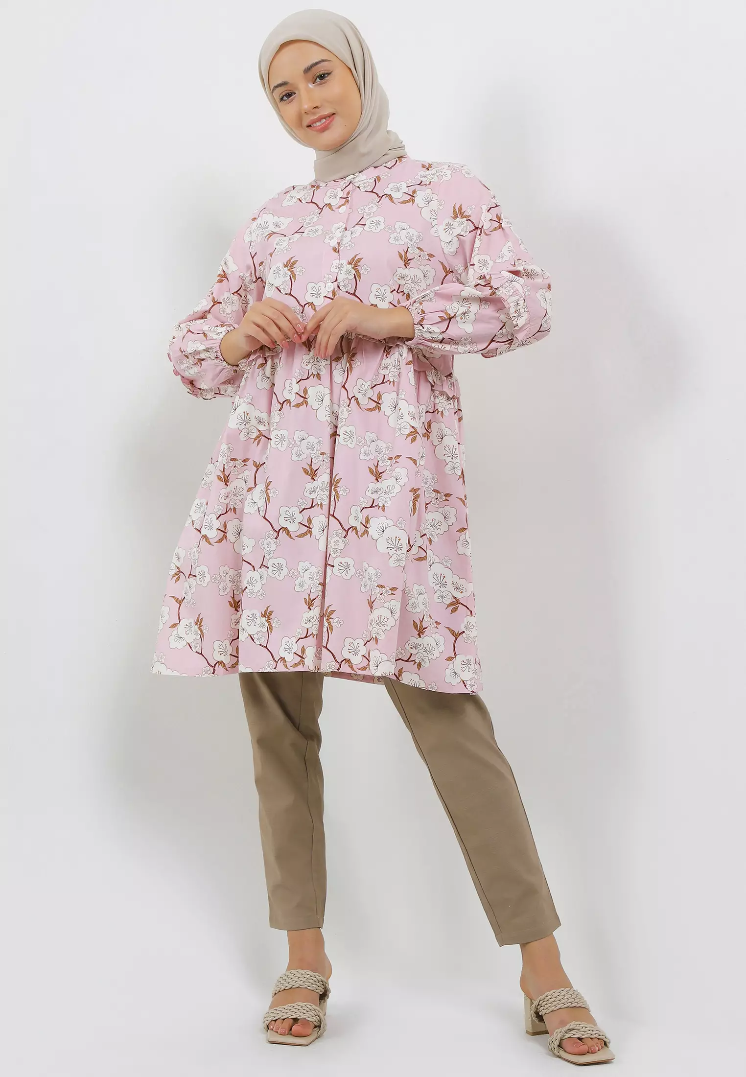 MFMW Mutoharoh Tunik Pink Motif Bunga