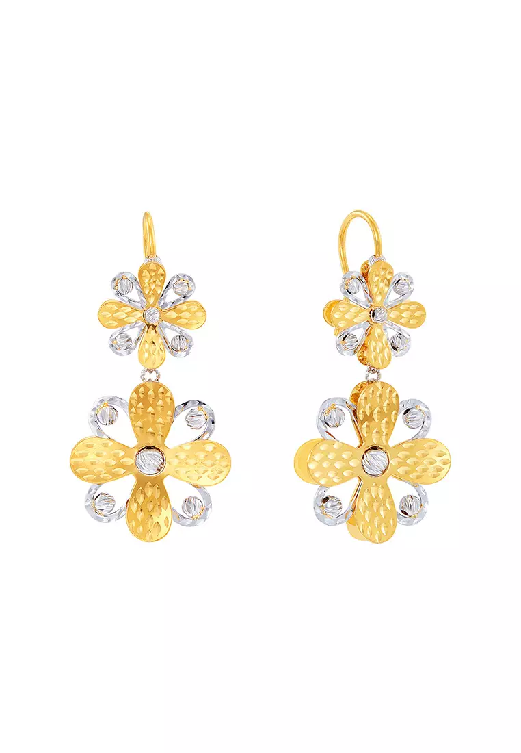 White gold and sales yellow gold earrings