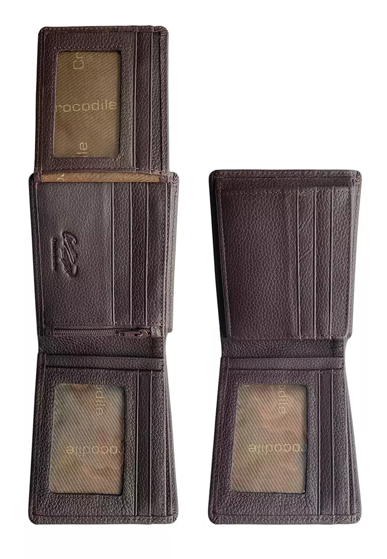 Crocodile C1308S Dompet Tri-fold Wallet Leather Kulit Original - Coklat