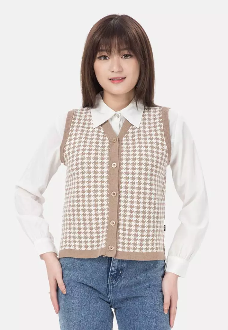 Hazel Vest Knit in Brown