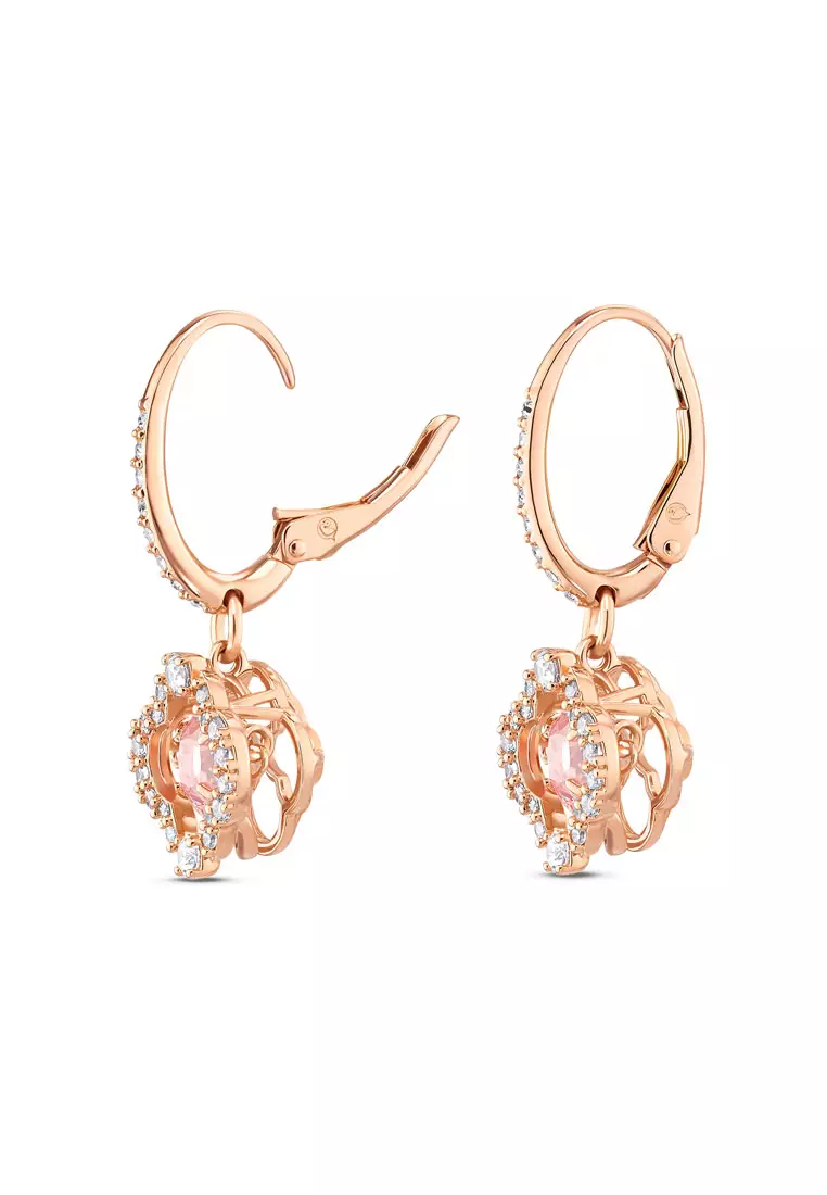 Buy Swarovski Una drop earrings, Clover, Pink, Rose gold