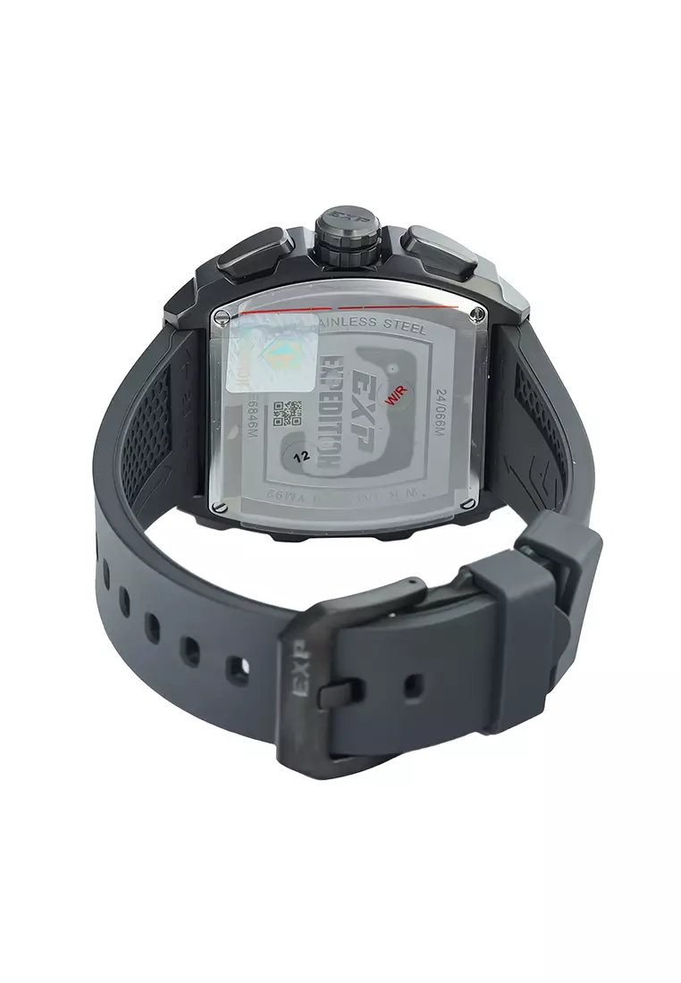Jam Tangan Pria Expedition EXP Chronograph EX 6846 MCRIGDN Green Dial - Grey Rubber Strap