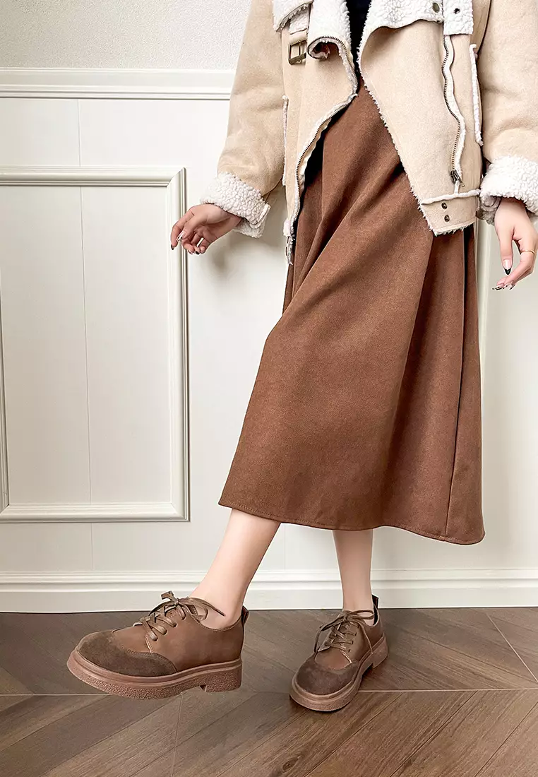 Suede Patchwork Derby Shoes WW688-3