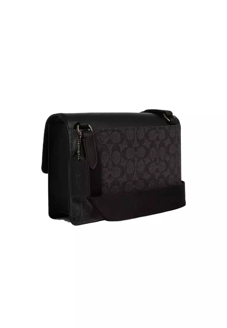 Turner Flap Crossbody Bag In Signature Canvas Charcoal/Black CCQ53