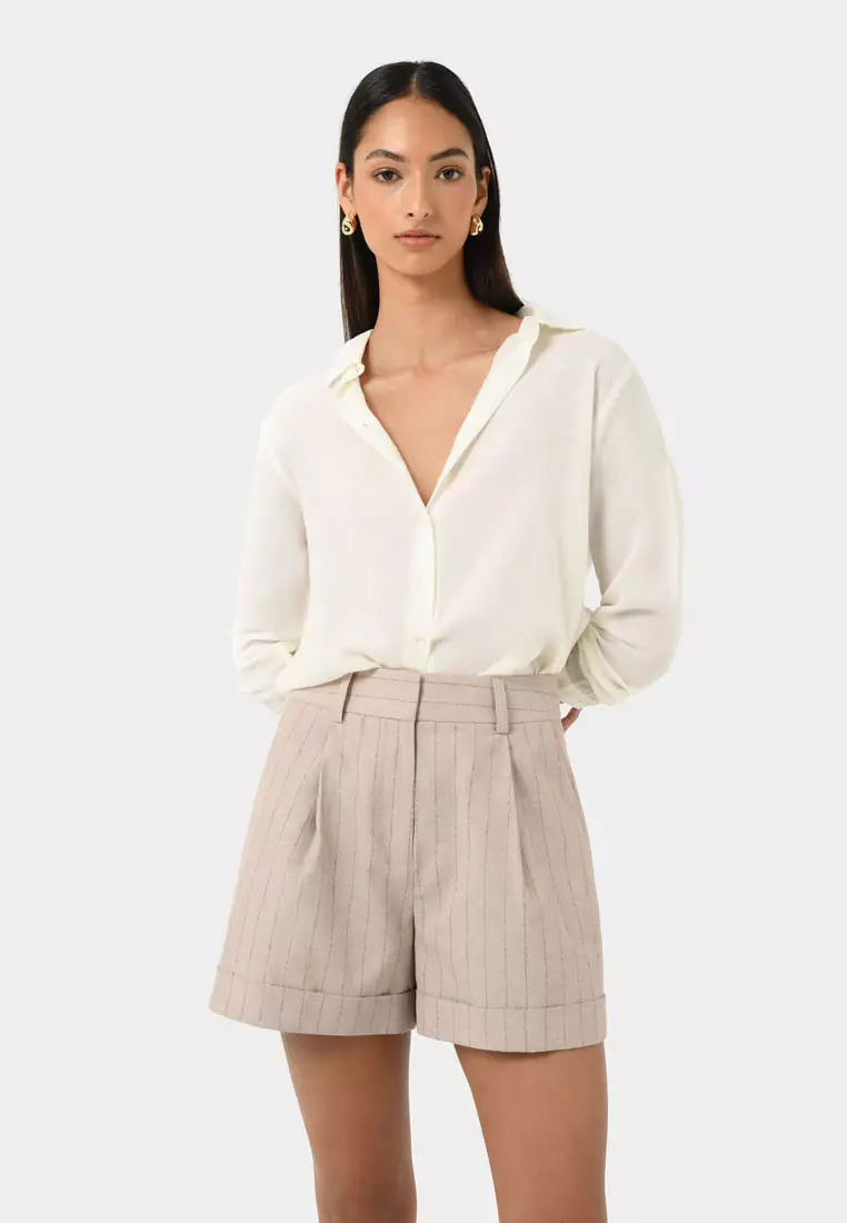 Ria Stripe Cotton Blend Shorts