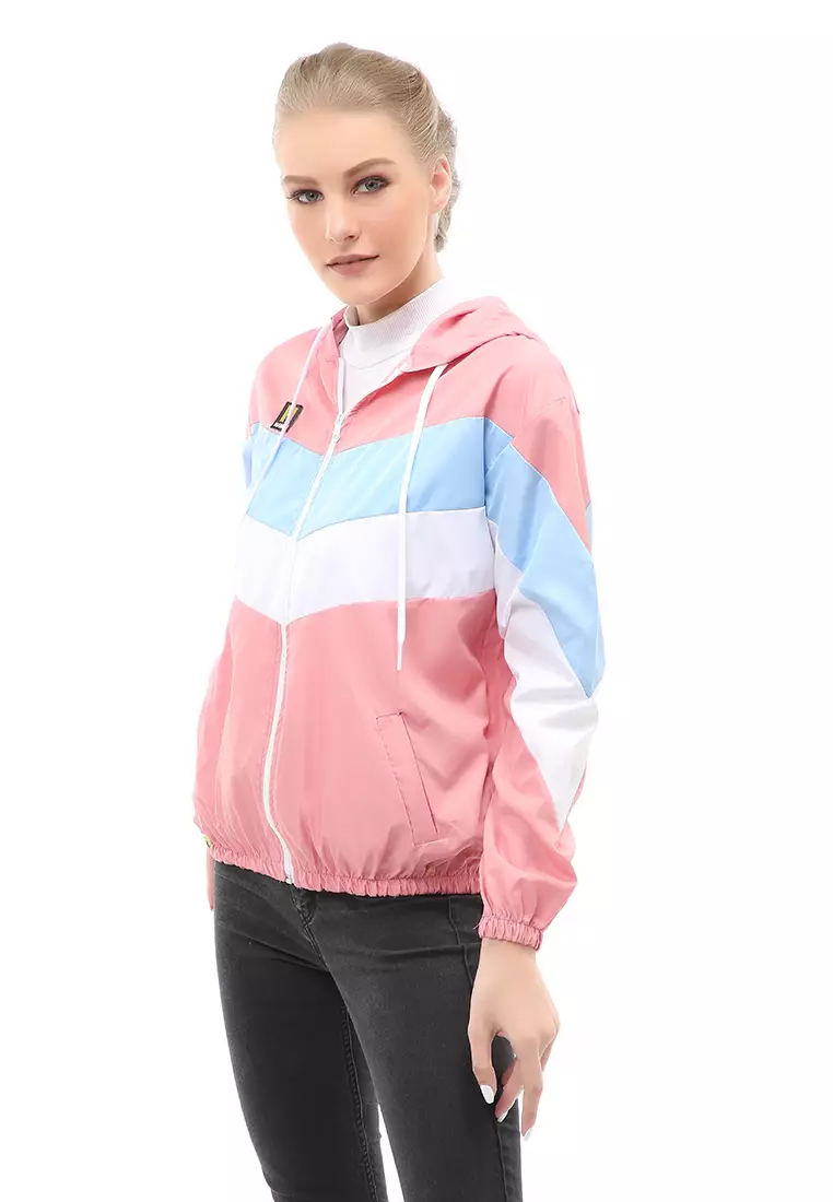 Hardwin Jacket Outer Wanita Jaket Hoodie 3 Warna Material Parasut Despo ORIGINAL - Pink
