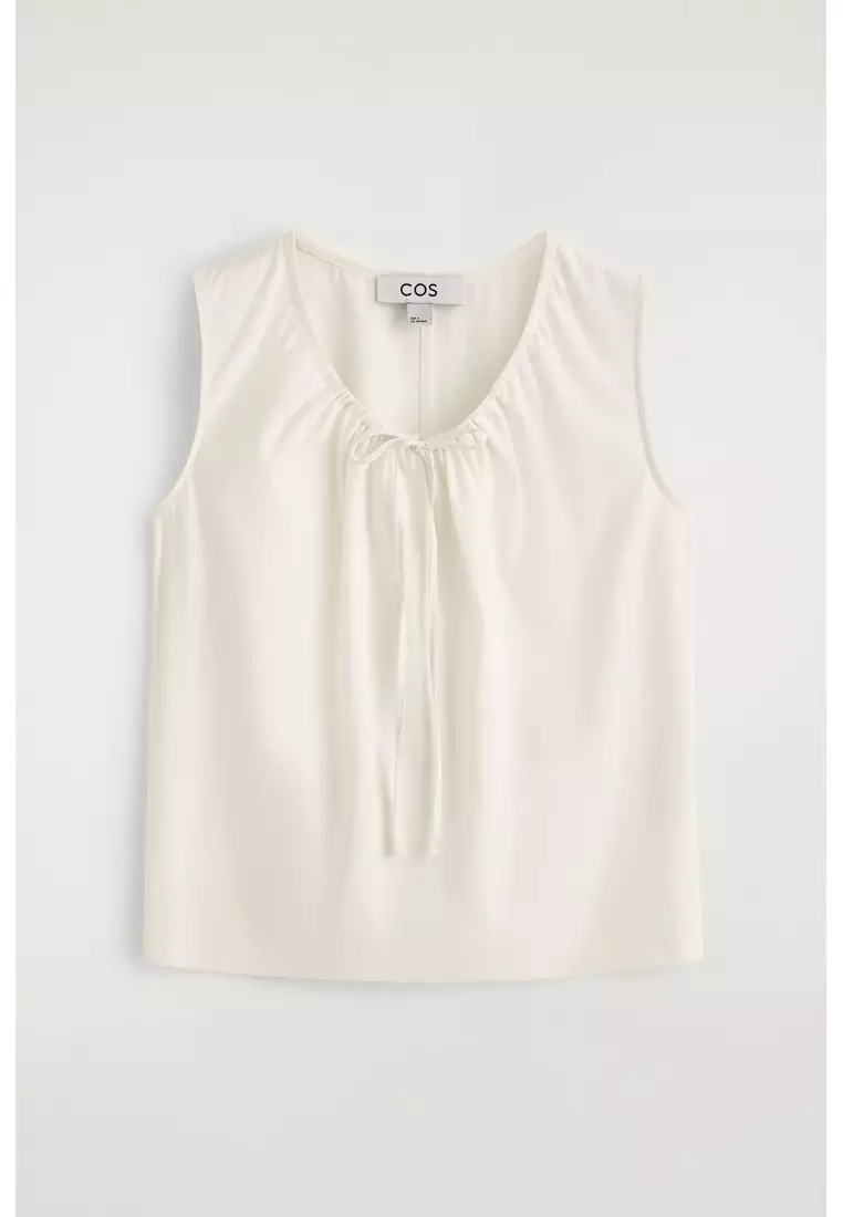 GATHERED-NECK JERSEY TANK TOP