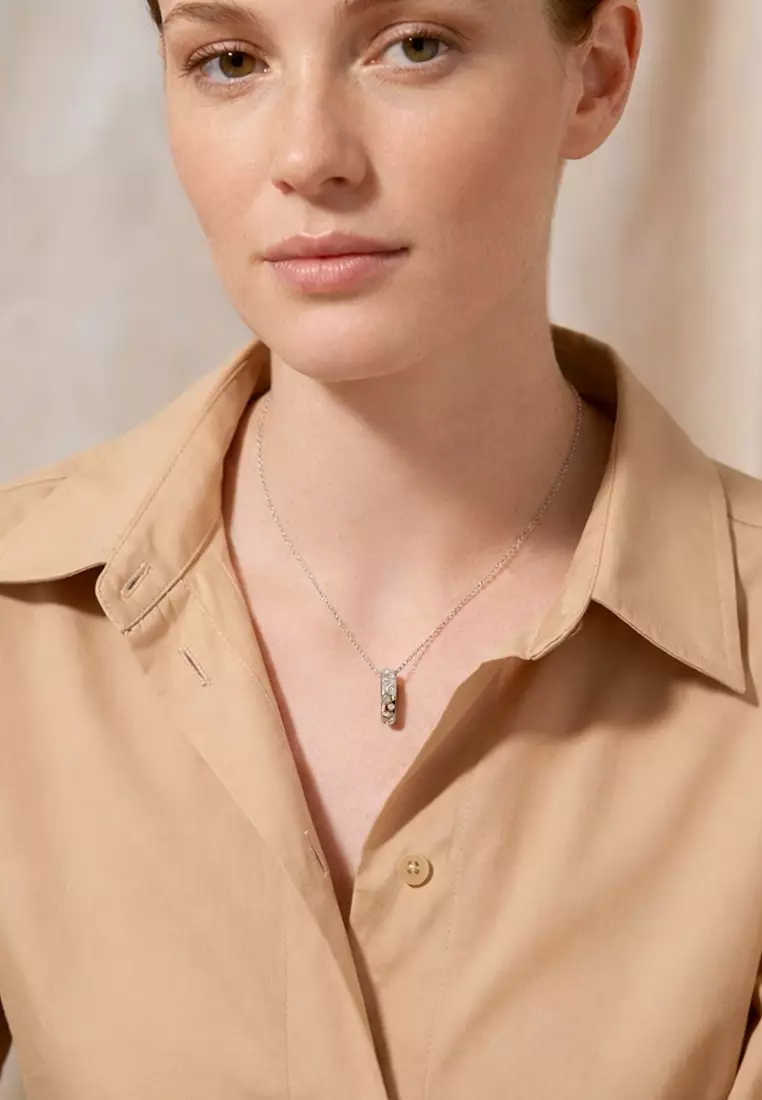 Ecliptic Pendant Necklace in White Gold Adorned with SWAROVSKI® Crystals