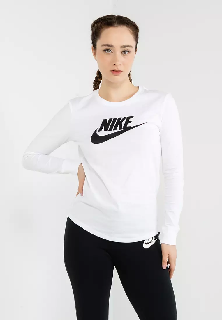 White nike long new arrivals sleeve women's