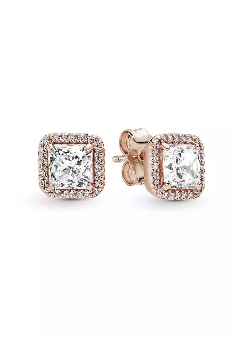 Round sparkle top halo stud earrings