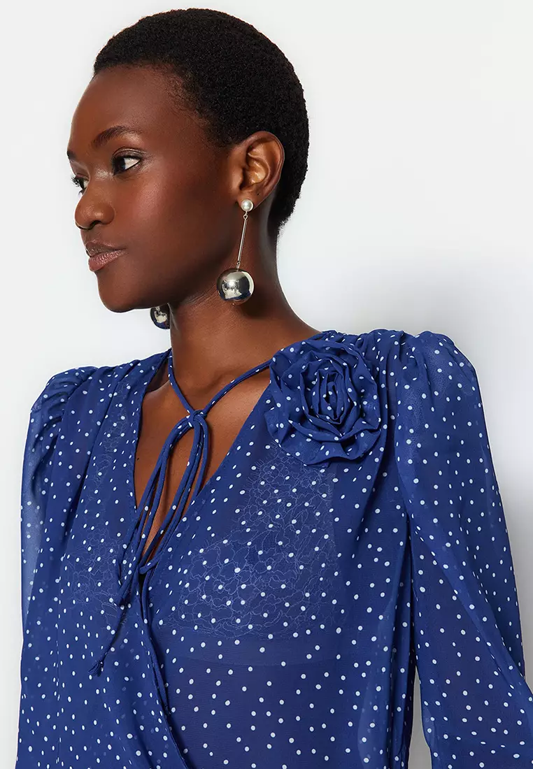 Polka dot best sale wrap shirt
