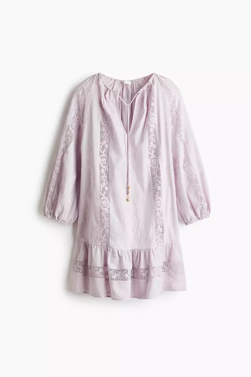 Lace-inset tunic dress