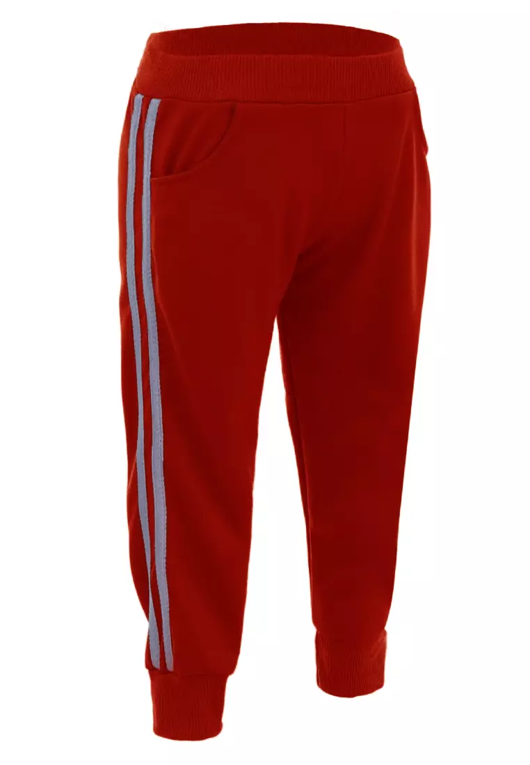 Wileen Celana Panjang Anak Unisex Motif Polos Kid Jogger Pants Material Babyterry ORIGINAL - Red