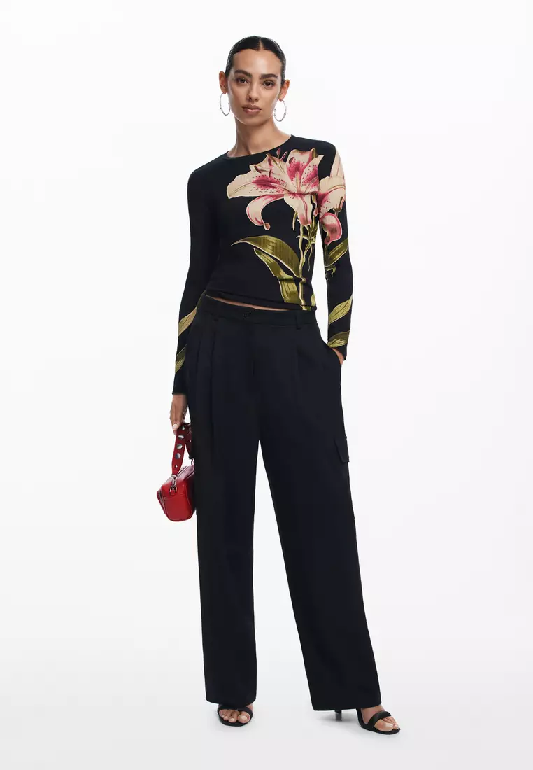 売れ筋商品|||デジグアル カットソー トップス レディース Women's Orchid long-sleeve T-shirt Black Buy Desigual Orchid long-sleeve T-shirt 2025 Online | ZALORA