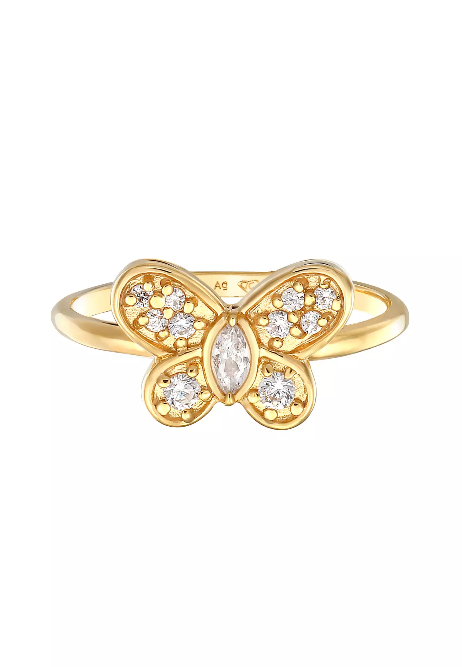 Buy ELLI GERMANY Ring Butterfly Symbol Sparkling Zirconia Crystals Gold ...