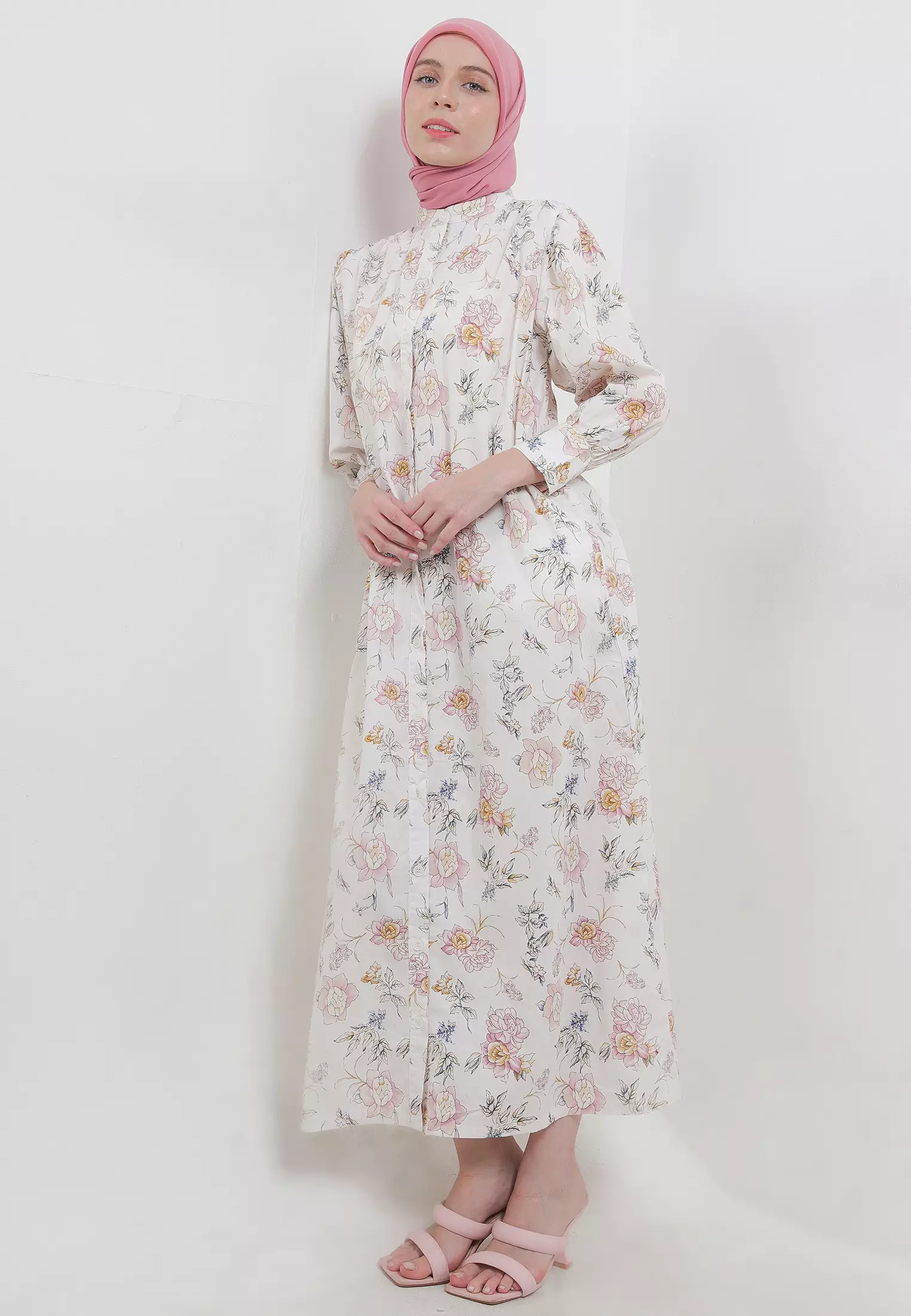MFMW Zelline Dress Gamis Broken White Motif Bunga