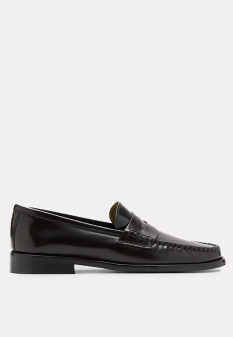 Gathered Leather Loafers