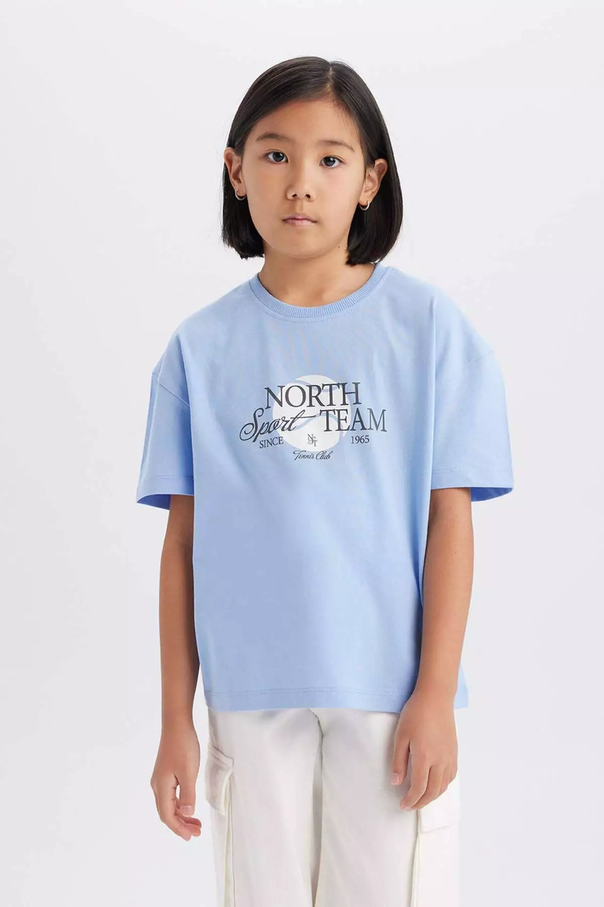 Girl's Relax Fit Crew Neck Printed Short Sleeve T-Shirt E0355A825Sm