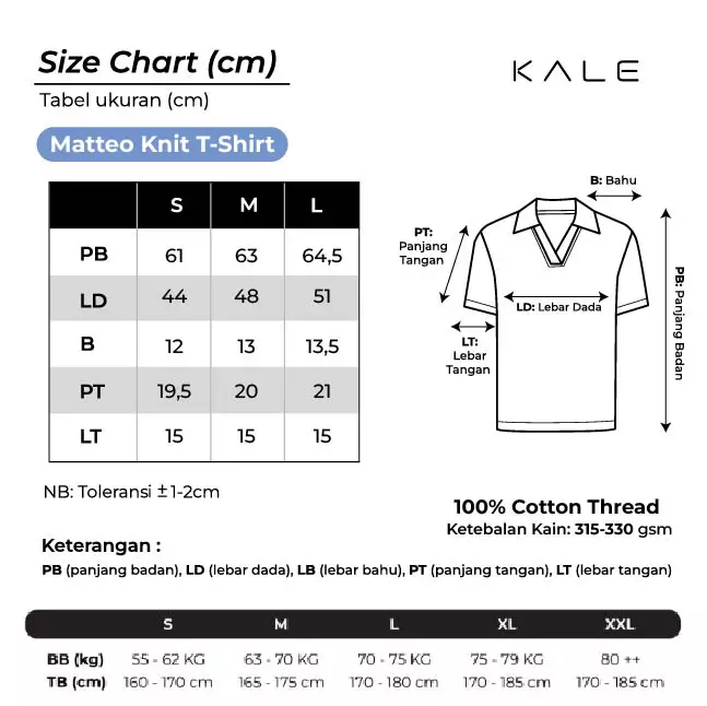 Kale Matteo White / Kaos Rajut Polo Lengan Pendek Pria