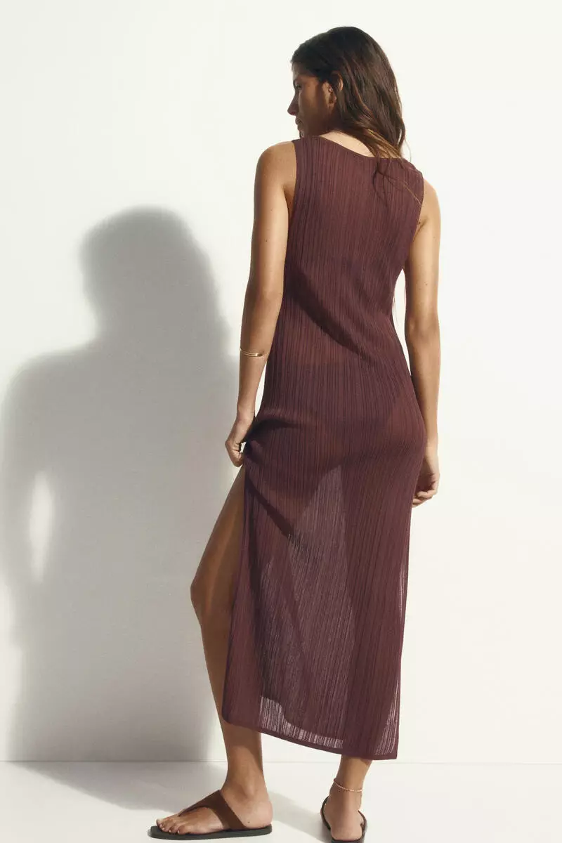 what color dress goes with brown boots Lisa Yang NARI Ribbed Cashmere Dress - Shop Online at BEIGE