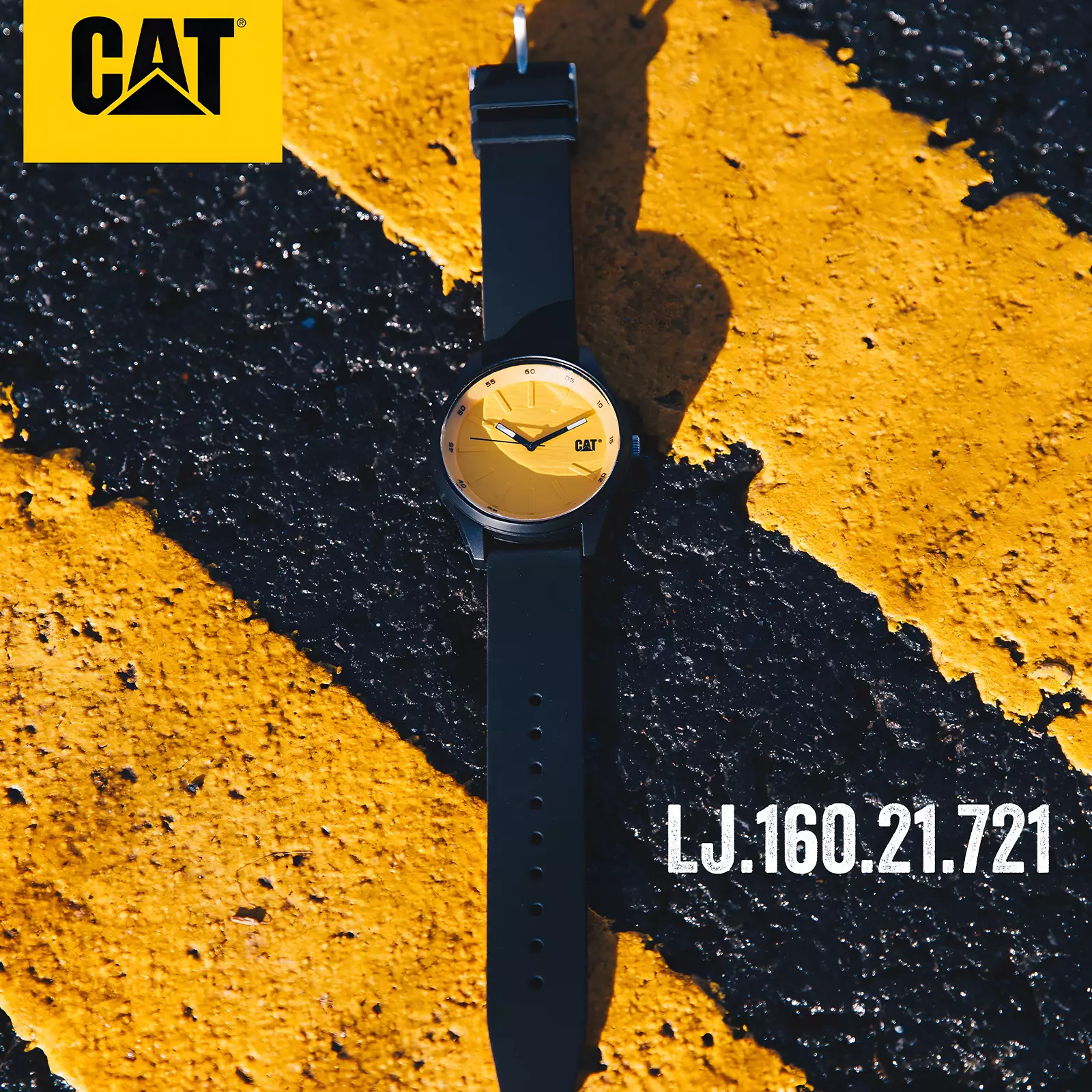 Jam Tangan Analog Pria - Black Yelow - Rubber Strap - CAT LJ.160.21.721