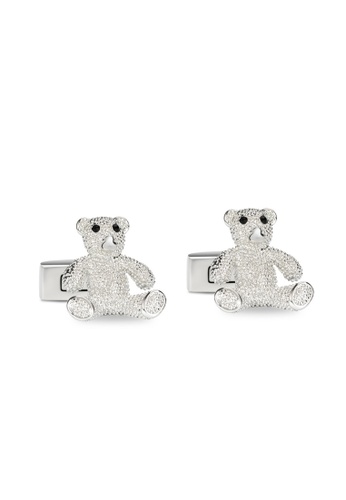 Crudo Leather Craft silver Portare Amore Teddy Bear Cufflinks- White Gold BDCDDACB32E256GS_1