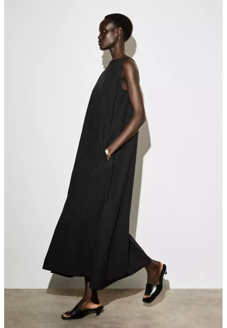 DROPPED-HEM COTTON MIDI DRESS