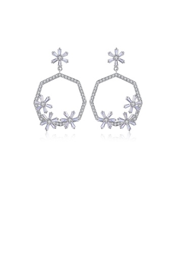 Glamorousky white Fashion Simple Geometric Flower Earrings with Cubic Zirconia 1D391ACBDAD15CGS_1