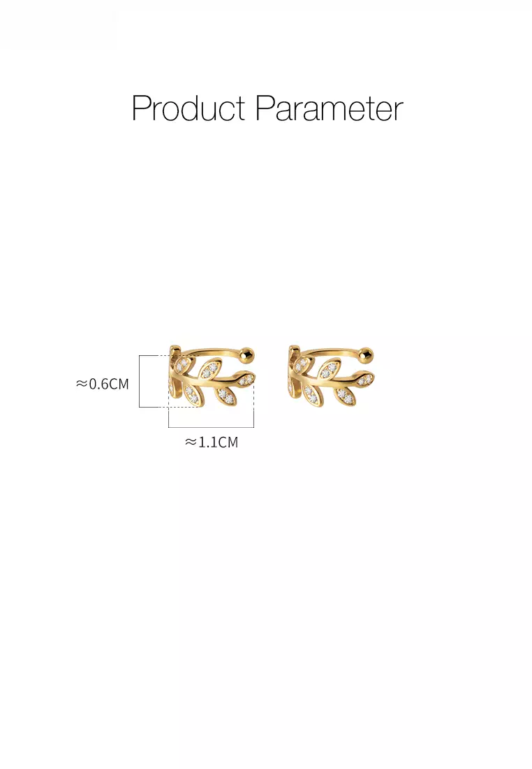 925 Silver Leaf Design Ear Cuff JW AR-G6601