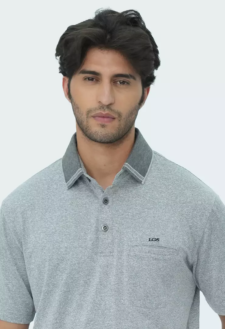 LGS - Kaos Polo - Hidden Pocket - Kerah Abu Gelap - Regular Fit - Abu -  CWS.225.R3385.02.C