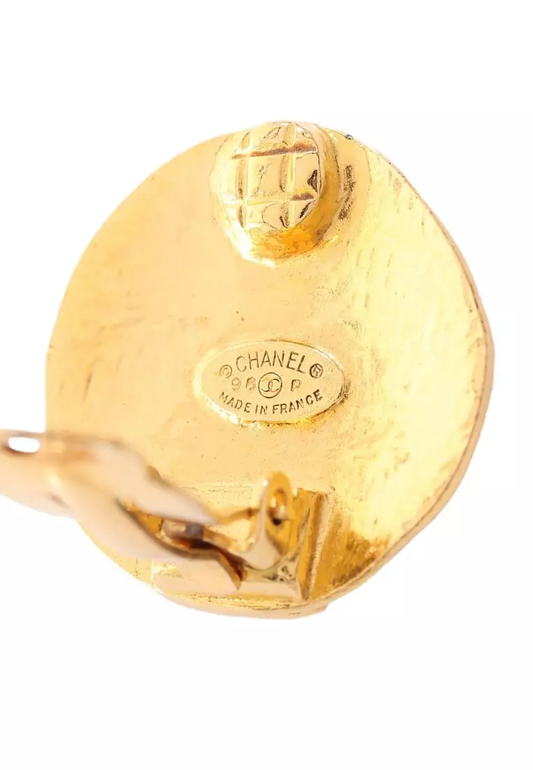 Pre-Loved Chanel Cc Gold Plated Round Clip On Earrings