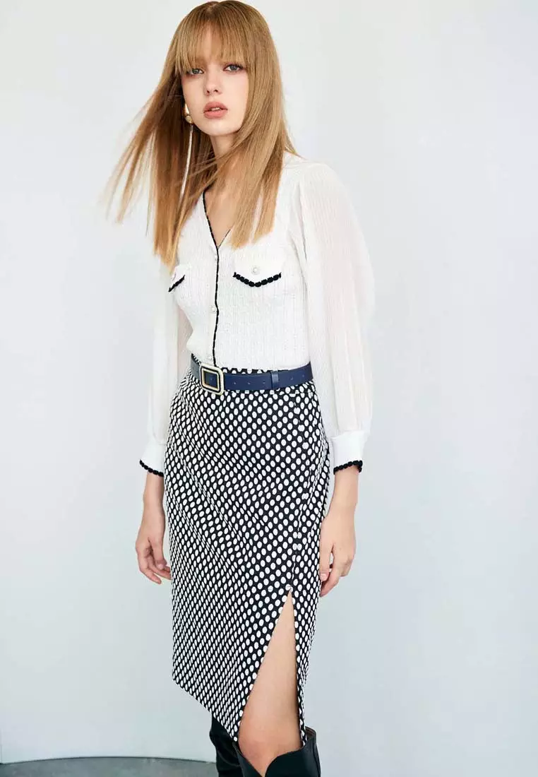 White Polka Dot Pencil Skirt