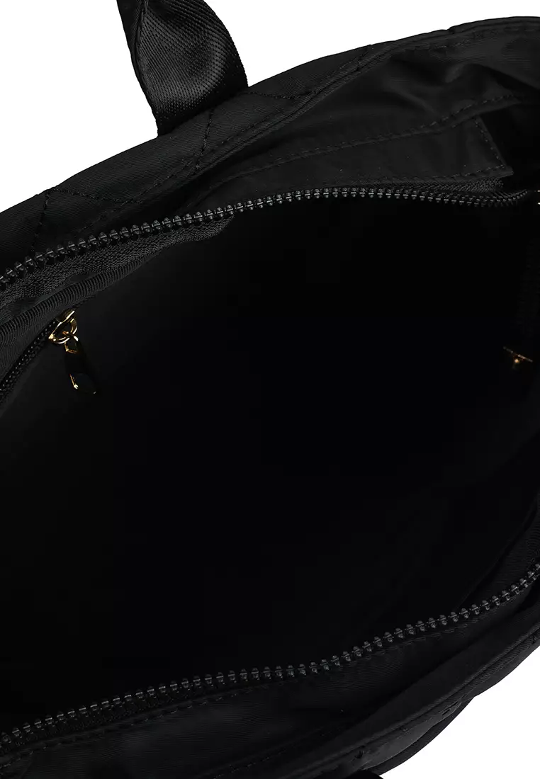 Quilted Nylon Convertible Top Handle Bag