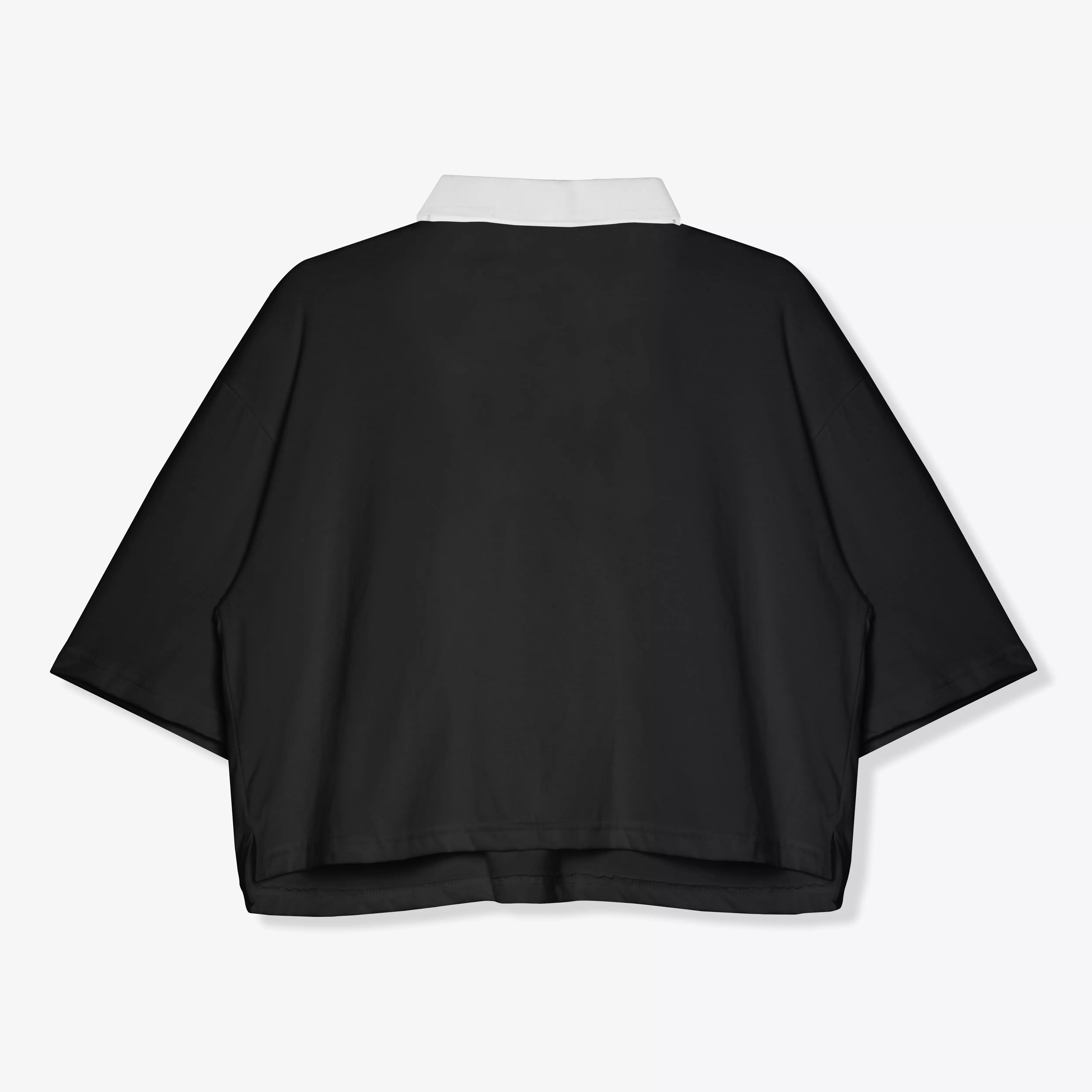 OOTDSUPPLY Oversize Polo Crop Shirt Lady Verse Black l Polo Crop Pria dan Wanita OVZ-CPS002