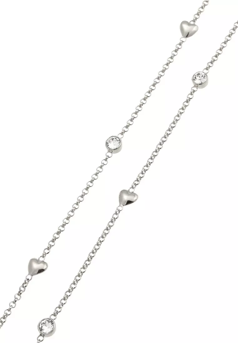 Kalung Perhiasan Perak 925 Wanita Heart White Embellished with Crystal by Swarovski®