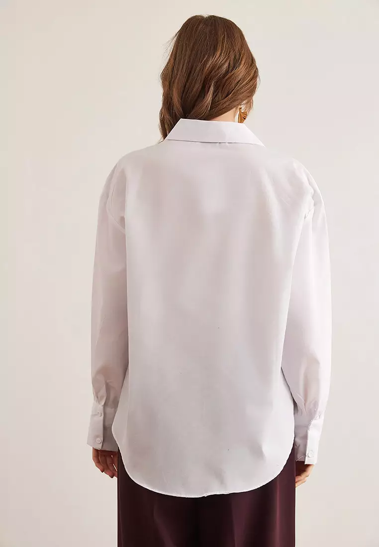 Heart Embroidery Boyfriend Shirt