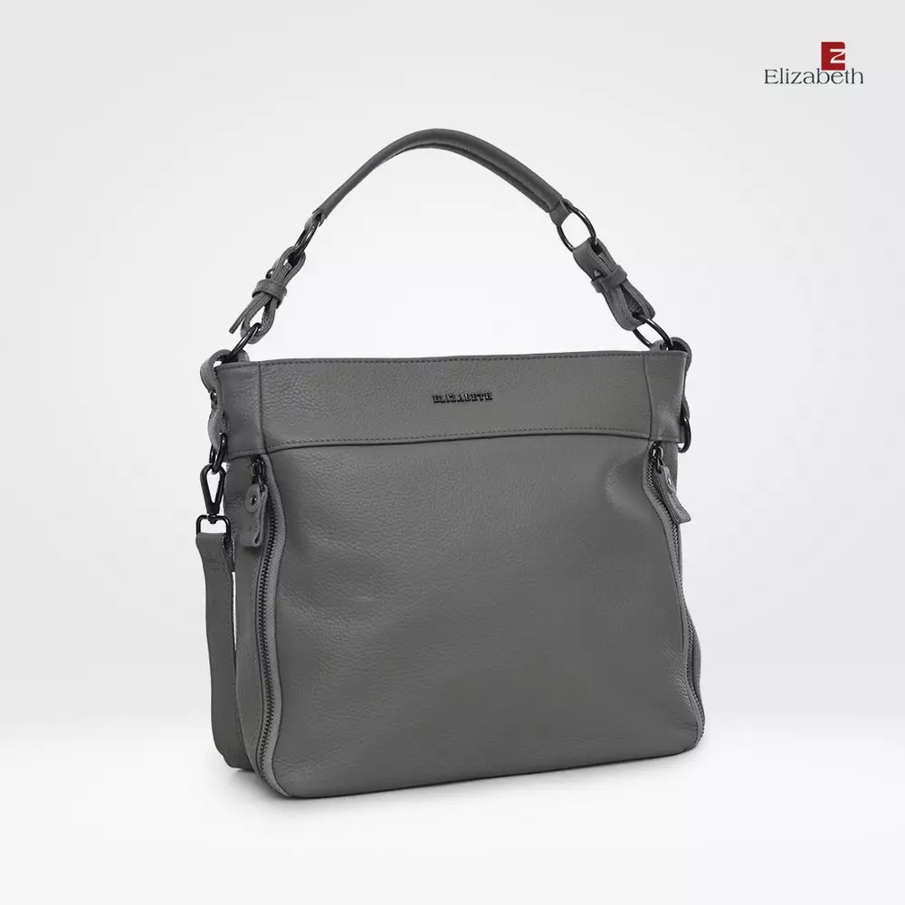 Tas Elizabeth Genuine Leather Shoulder Bag 0720-0462 Grey