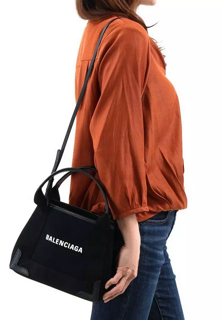 Buy BALENCIAGA Balenciaga Navy Cabas Xs Aj Shoulder Bag in Black