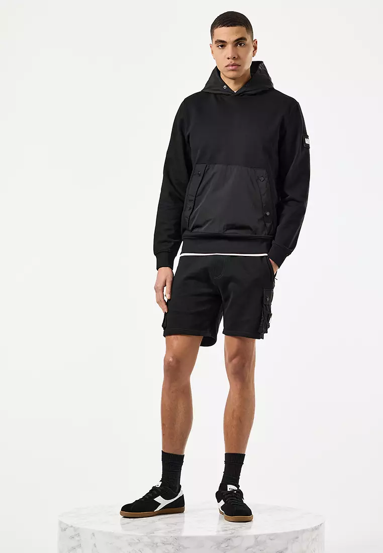 Mens Black Sumida Parachute Pocket Hoodie