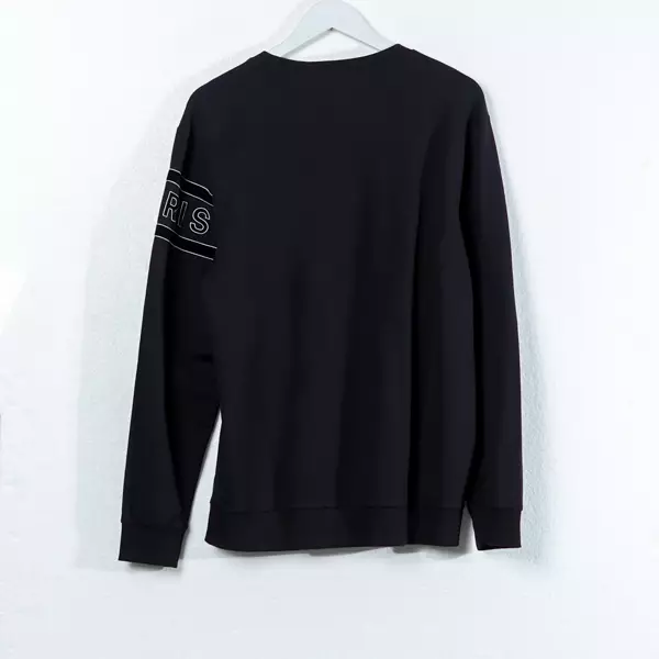 Sweater BALMAIN DUO TEXT LOGO CENTER LINE SUEDE BLACK SWEATSHIRT 100% ORIGINAL